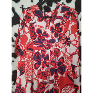 Vintage 1960-style Hawaiian Floral Print Tiki Kaftan